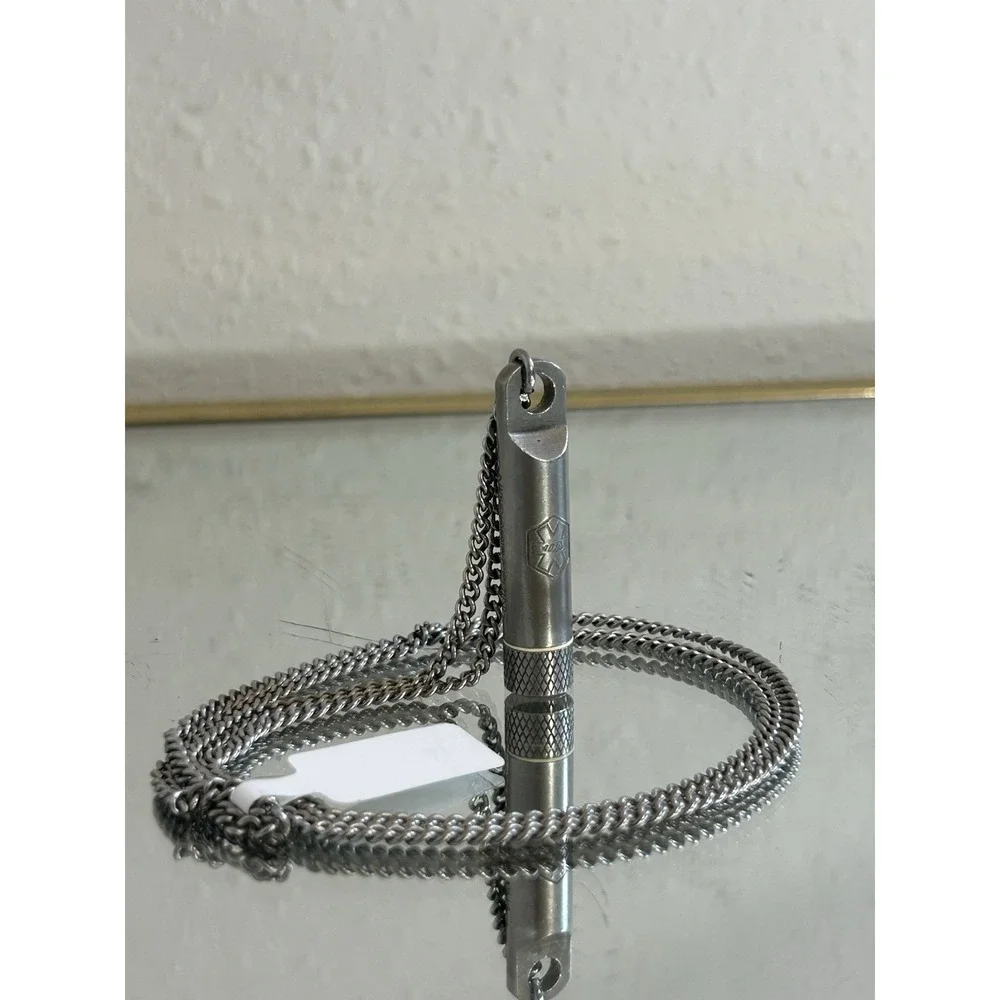 Vintage Stainless Steel Nitroglycerine Pill Holder Water Proof Pendant Keyring‎